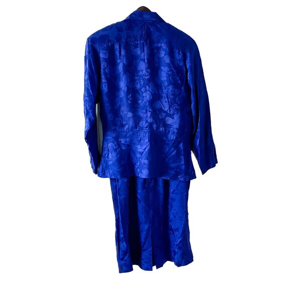 Vintage 100% Silk Butterfly Garden Embossed Print Skirt Suit Set size M 8 🦋 - Picture 3 of 9